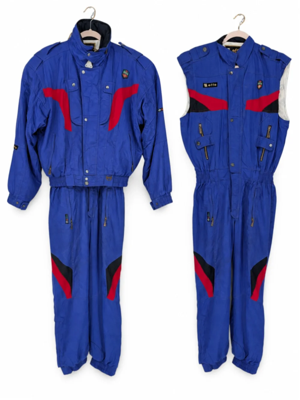 Vintage EFFE 2-Piece Ski Suit Mens M 42 Blue Red Colorblock Snowsuit 80s 90s